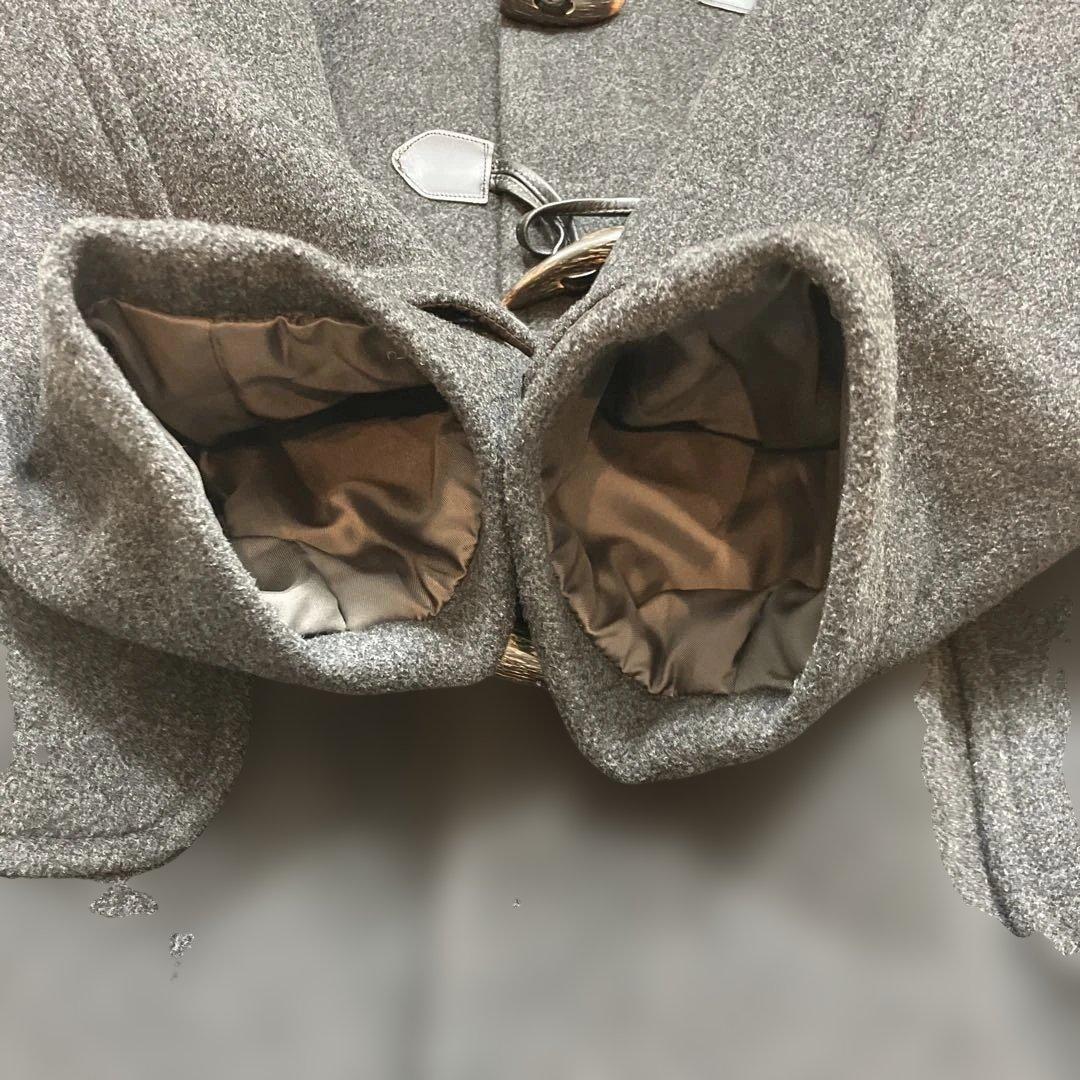 極美品 ニューヨーク ダッフルコート マキシ丈 裏地チェック ダークグレー L