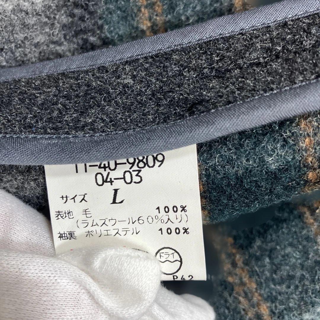 極美品 ニューヨーク ダッフルコート マキシ丈 裏地チェック ダークグレー L