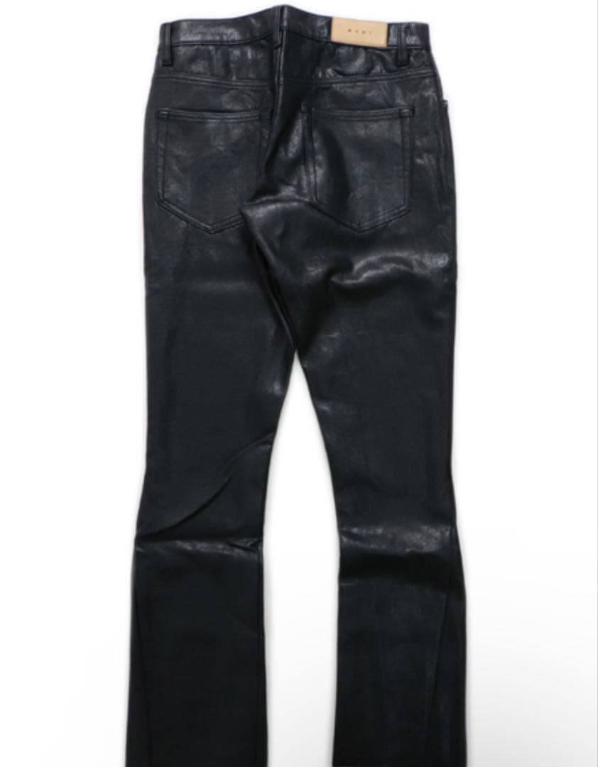 mnml LEATHER FLARE DENIM BLACK ミニマル　レザー