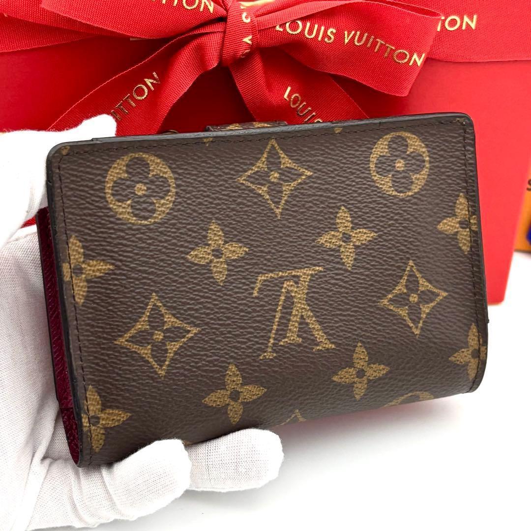 ☆美品☆ルイヴィトン 二つ折り財布 モノグラム ポルトフォイユジュリエット 赤