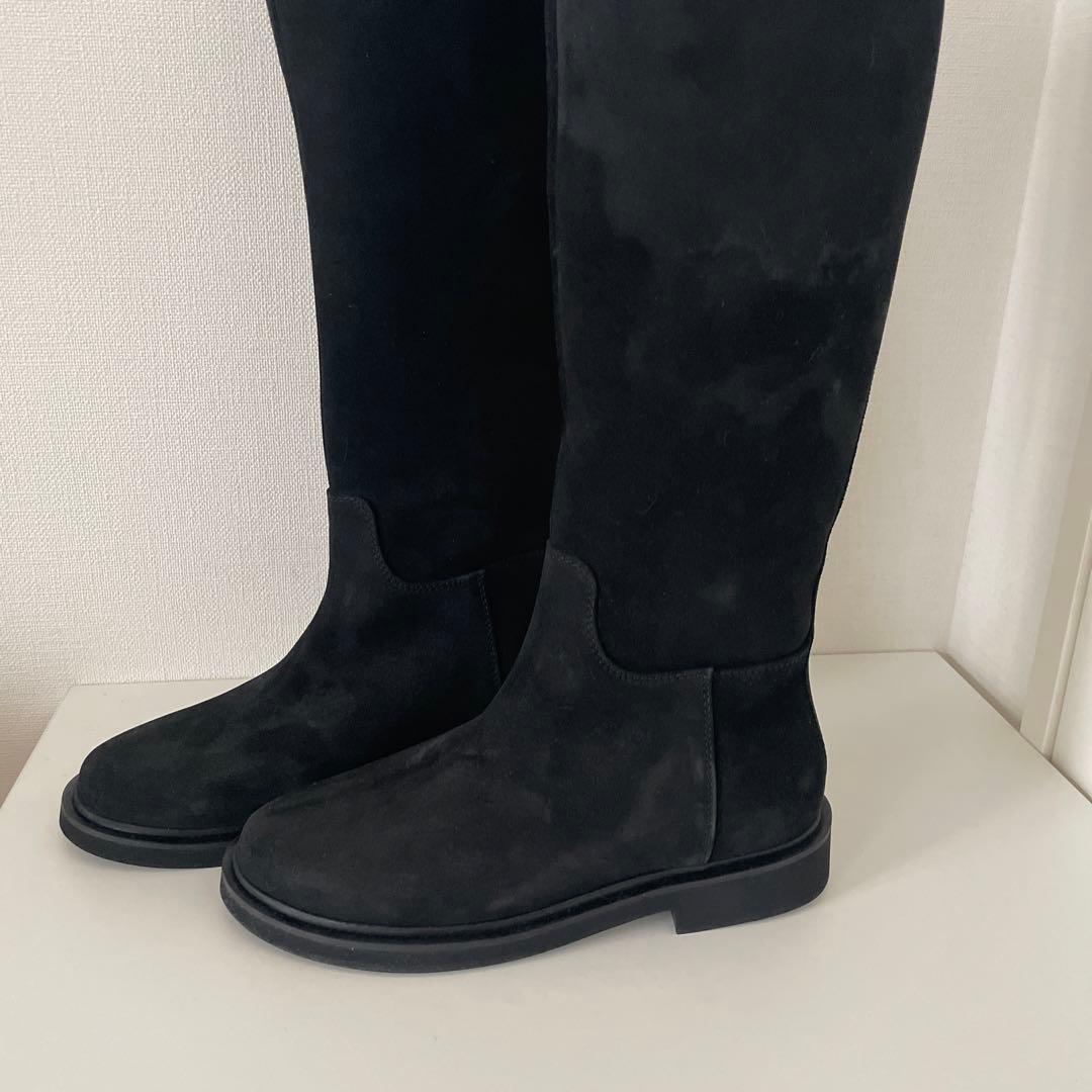 デミルクスビームス　CAMINANDO スエード ロングブーツ　ブラック