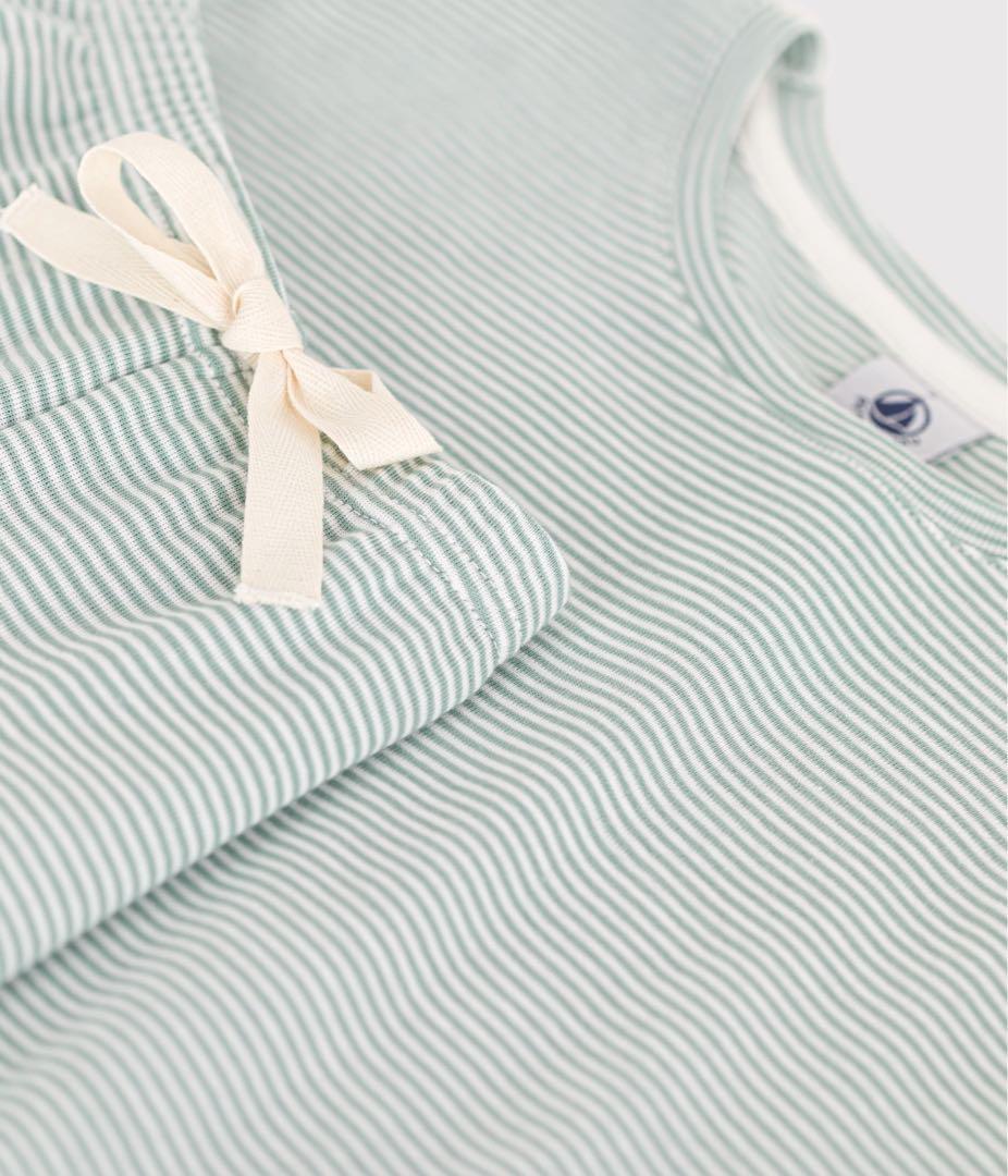 『新品』petitbateau Lサイズ ワイドパンツ半袖パジャマ グリーン