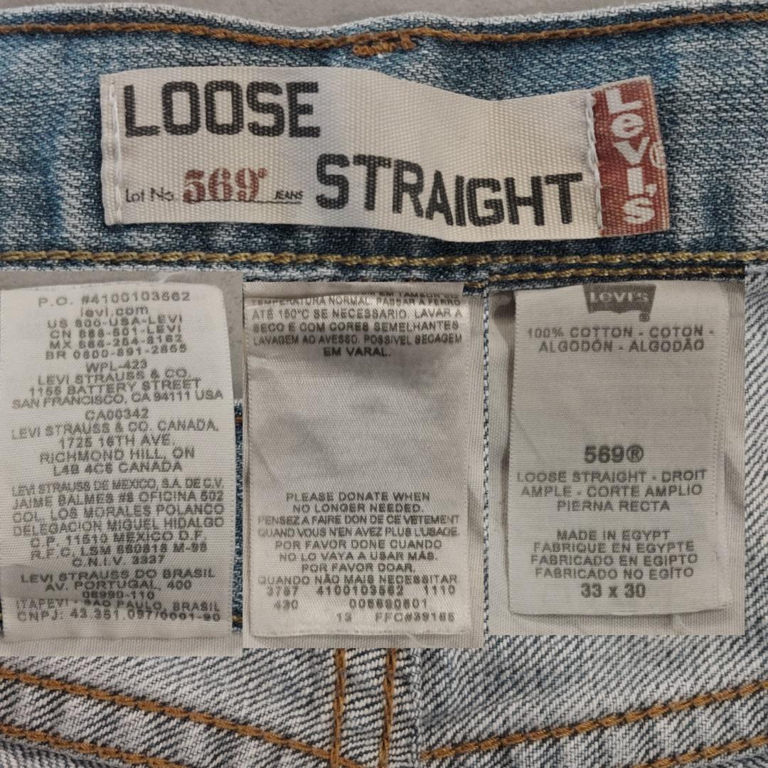 リーバイス569 Levis W33 ブルーデニム 青 ヒゲ 古着 18297