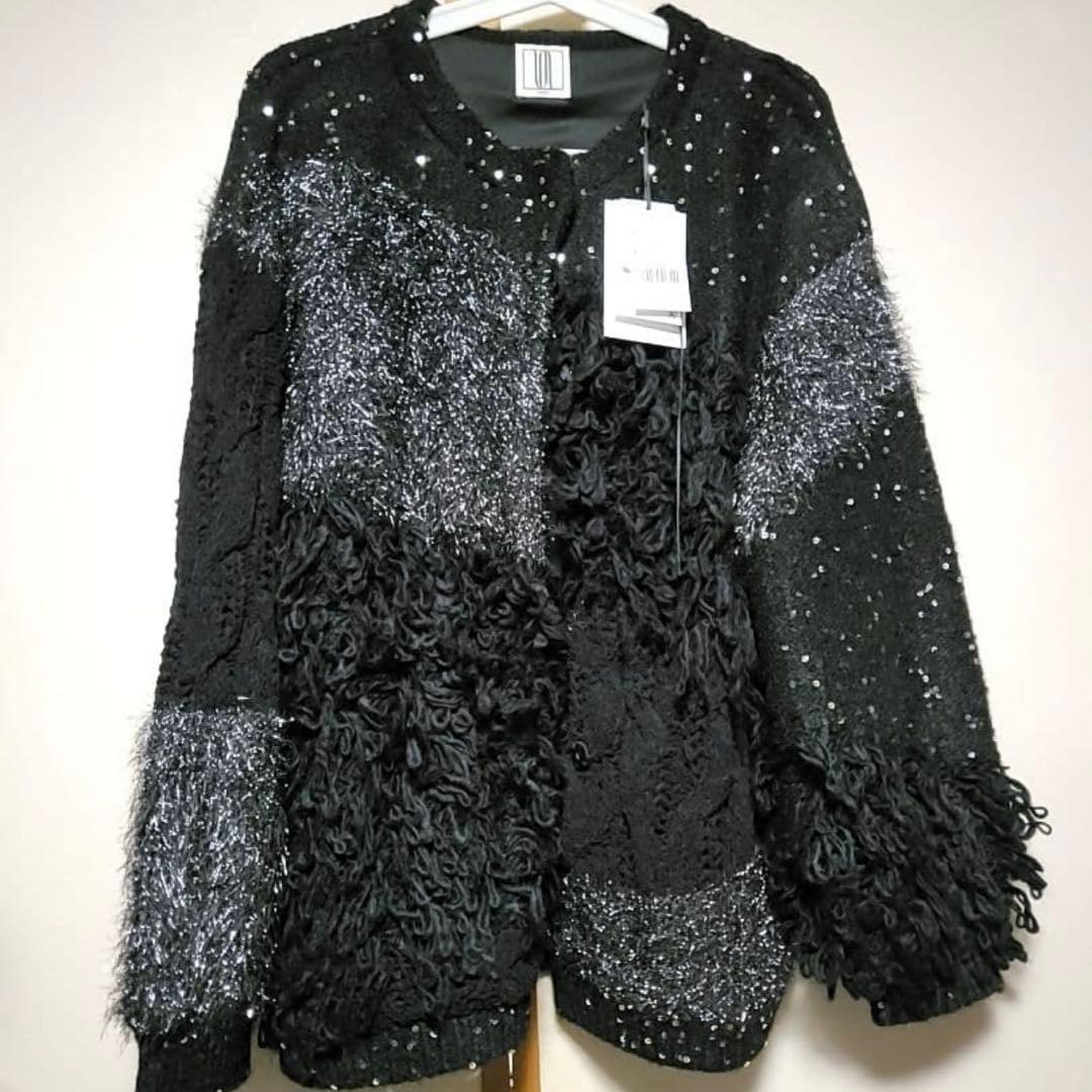 トップス AMERI MIX YARN PATCHWORK KNIT CARDIGAN