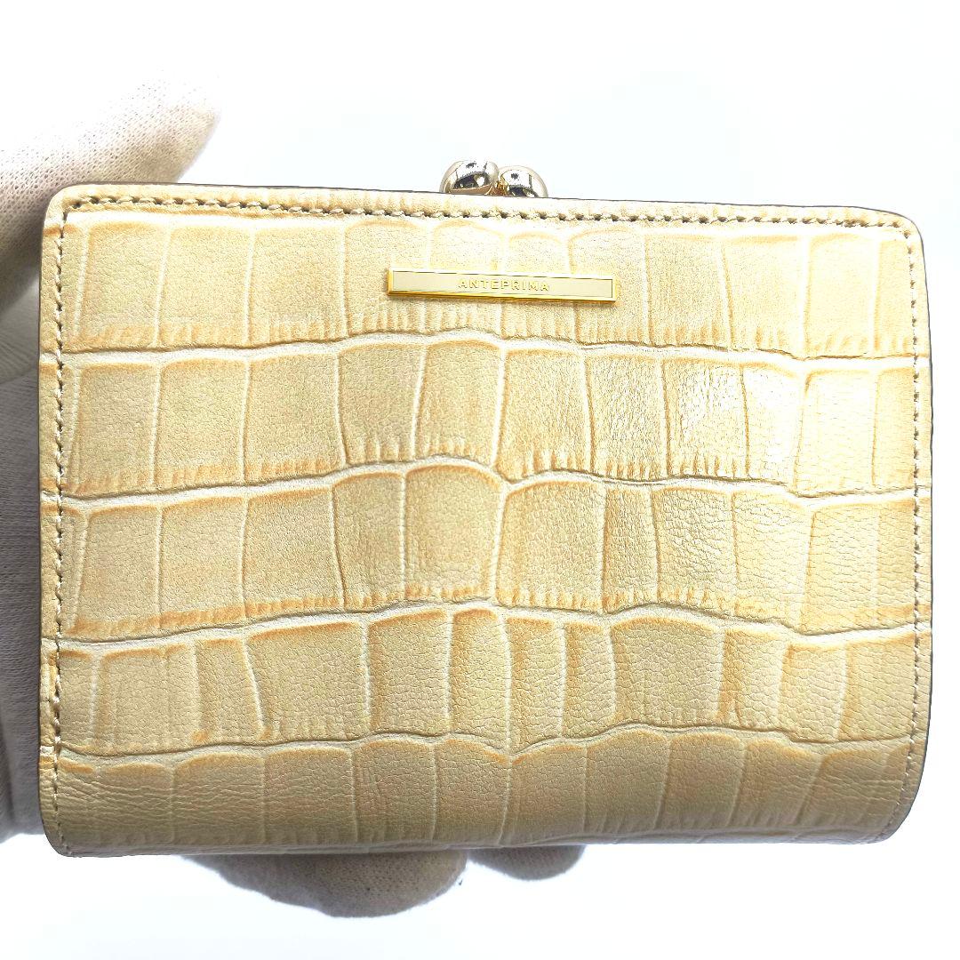 未使用 アンテプリマ 二つ折り財布 クロコ コンパクトウォレット ミニ