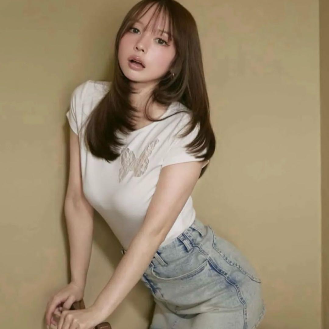 Andmary Nini lace tops 半袖 Butterfly 蝶々