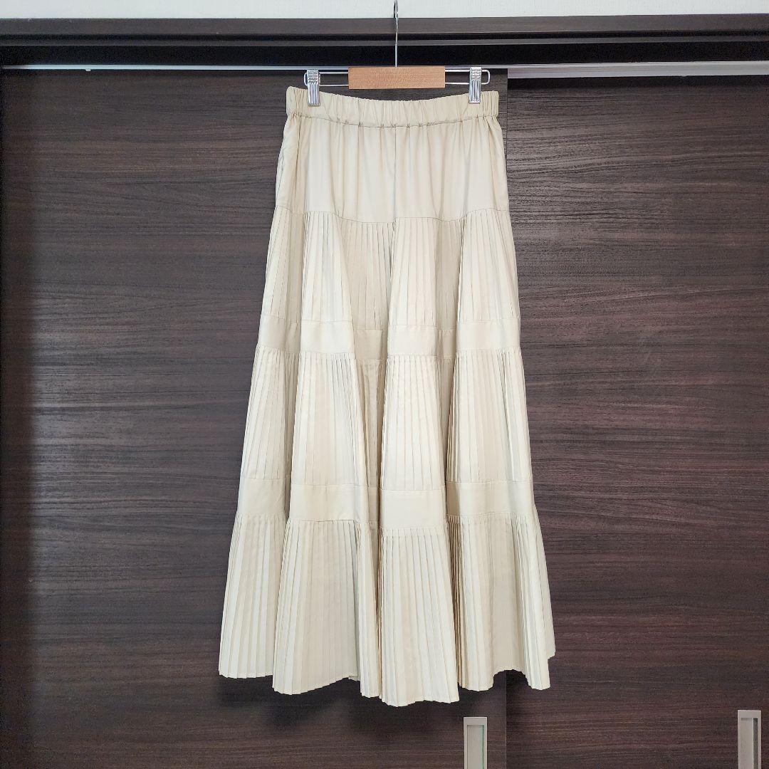 BEARDSLEY ビアズリー プリーツティアードスカート ホワイト 美品