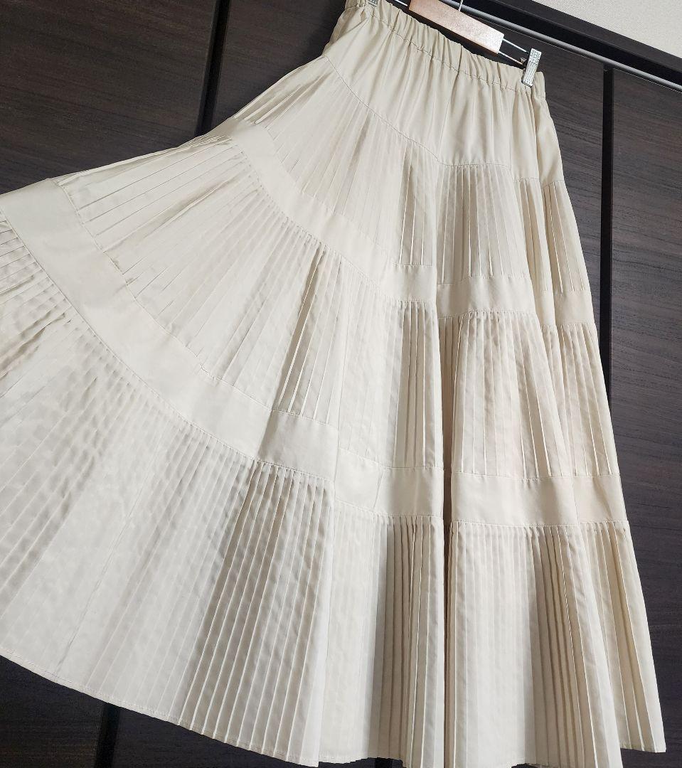 BEARDSLEY ビアズリー プリーツティアードスカート ホワイト 美品
