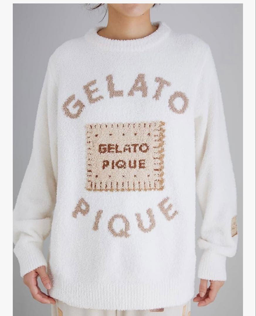 GELATO PIQUE ロゴ刺繍 ルームウェア上のみ　ビスケットハンドタオル付