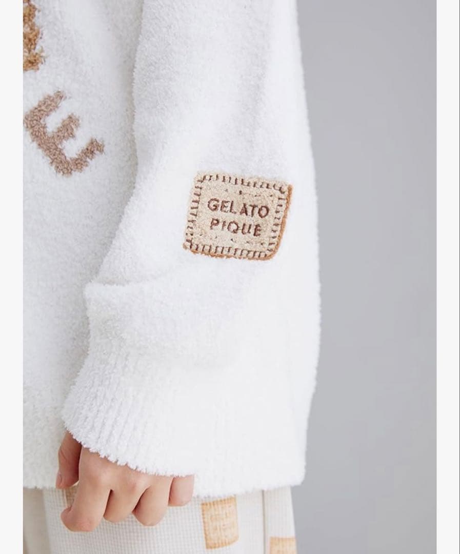 GELATO PIQUE ロゴ刺繍 ルームウェア上のみ　ビスケットハンドタオル付