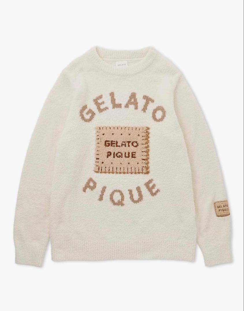 GELATO PIQUE ロゴ刺繍 ルームウェア上のみ　ビスケットハンドタオル付