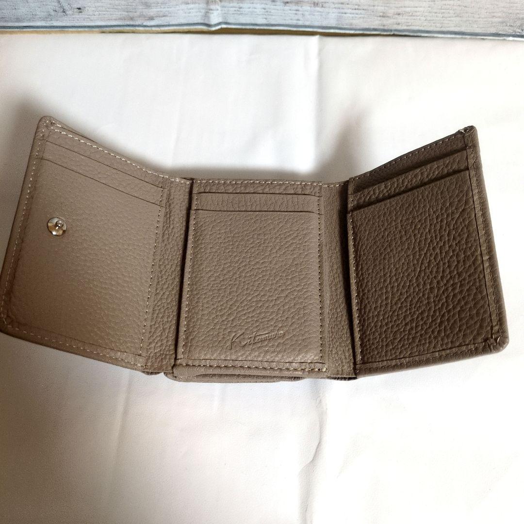 限定　キタムラ kitamura 三つ折り財布 ステッチ ミニ財布 レザー 牛革