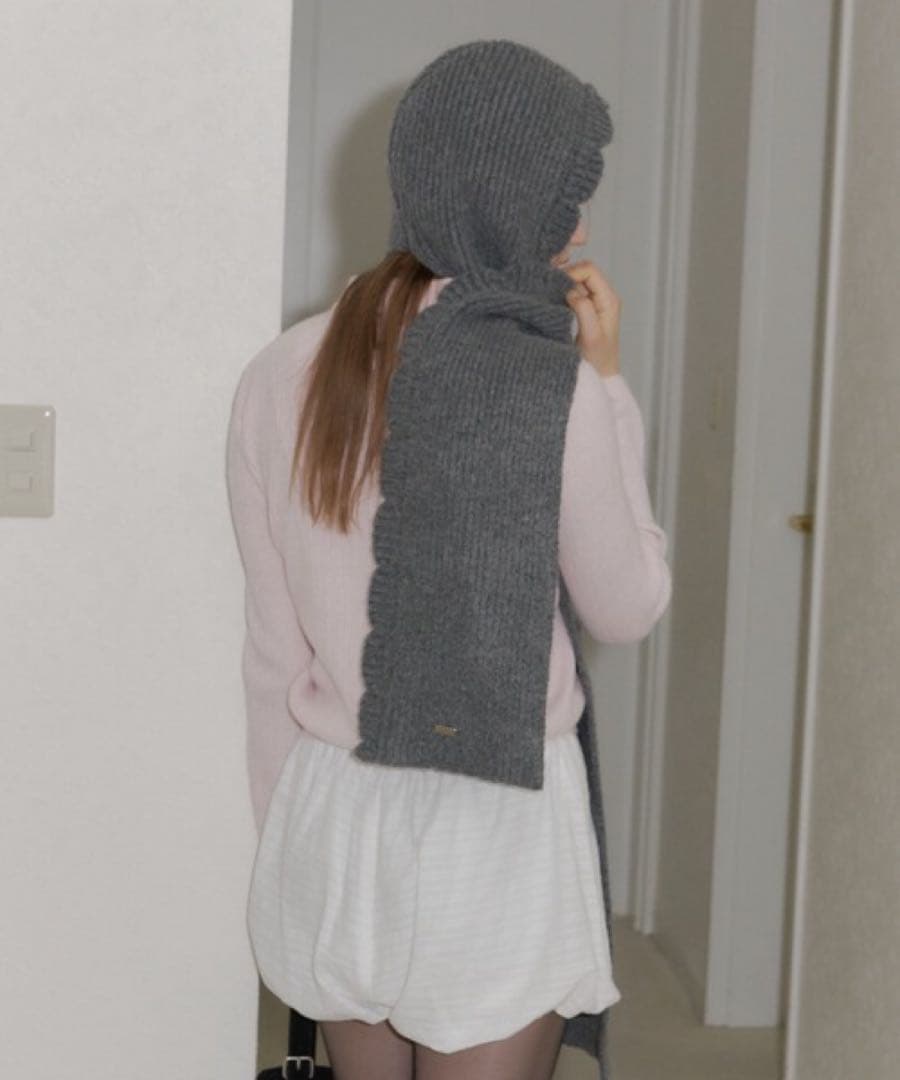 GIUNO 2wayスカラップフードマフラー グレー