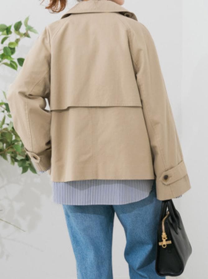 【38★美品】スピックアンドスパン ソフトツイル ショート トレンチコート