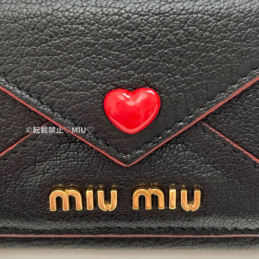 み*様 【美品】miumiu マドラス ラブ ラブレター 三つ折り 財布 ハート