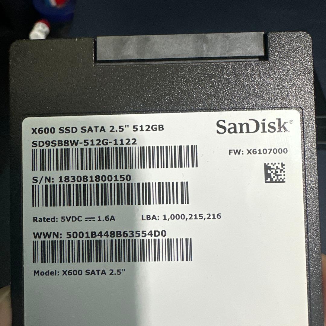 【中古】SanDisk X600 SSD 512GB SATA 2.5インチ