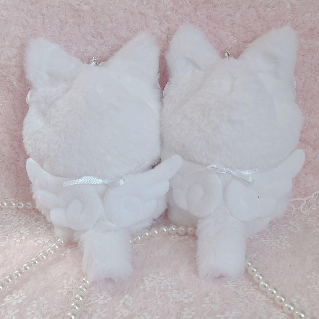 b.215 ぬい服 12cm ちびぐるみ 着ぐるみ メイド しろ天使 ねこセット
