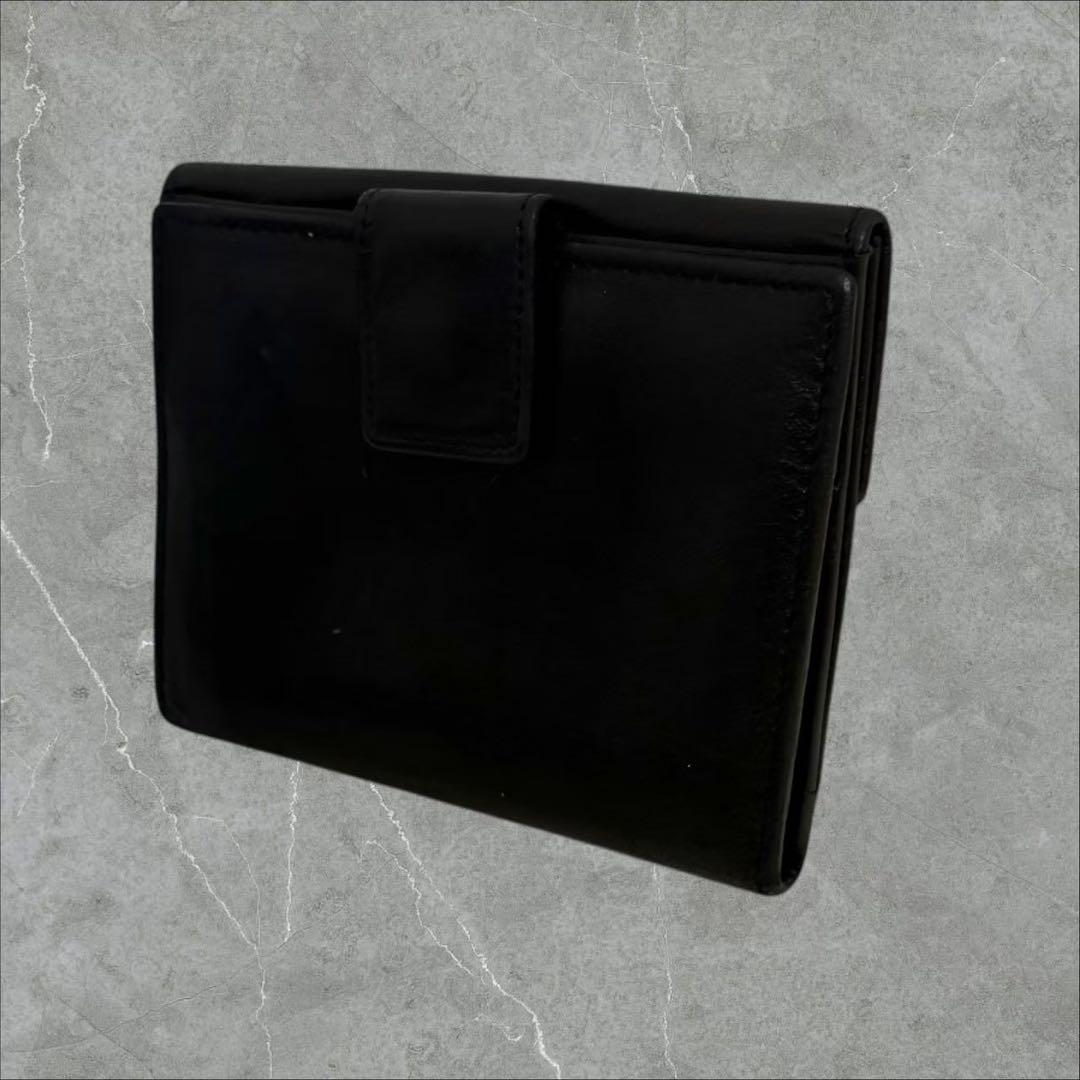 美品✨ PRADA プラダ 三つ折り財布 オールレザー ブラック 三角ロゴ