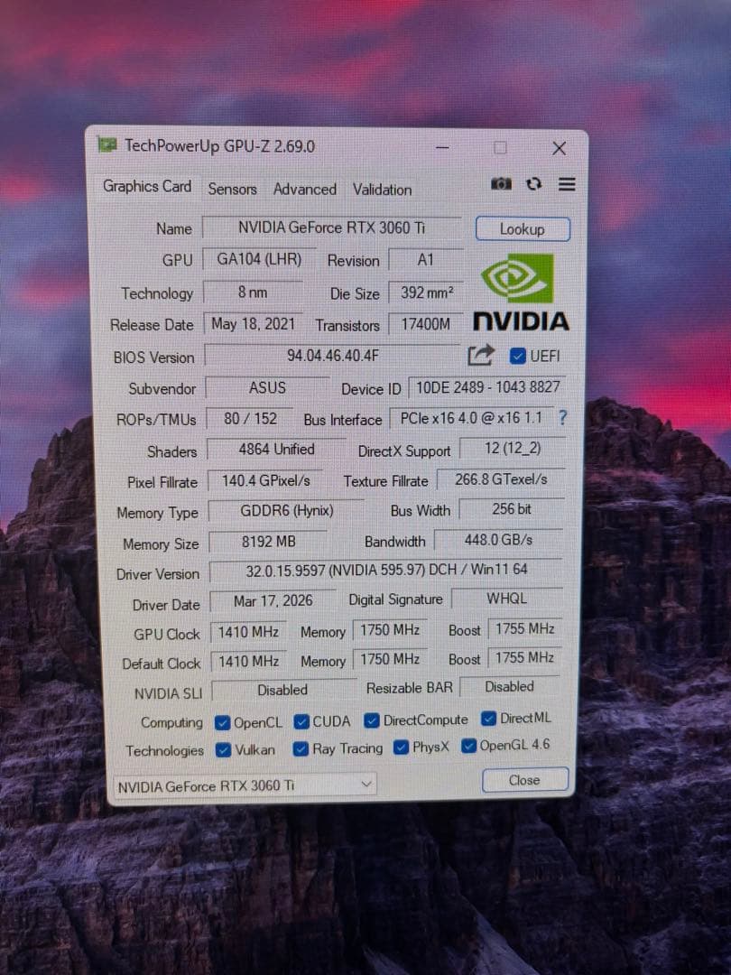 チ*ン様 ASUS TUF GAMING GeForce RTX 3060 Ti