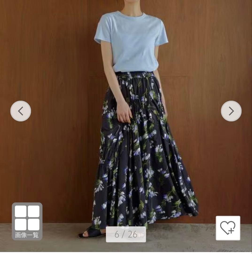 花柄シャーリング スカート