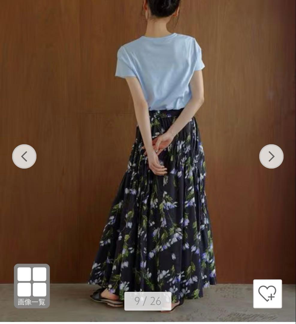 花柄シャーリング スカート