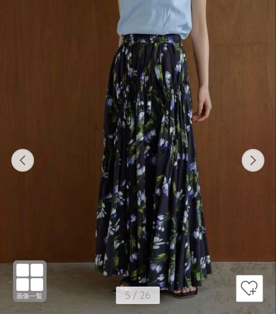 花柄シャーリング スカート