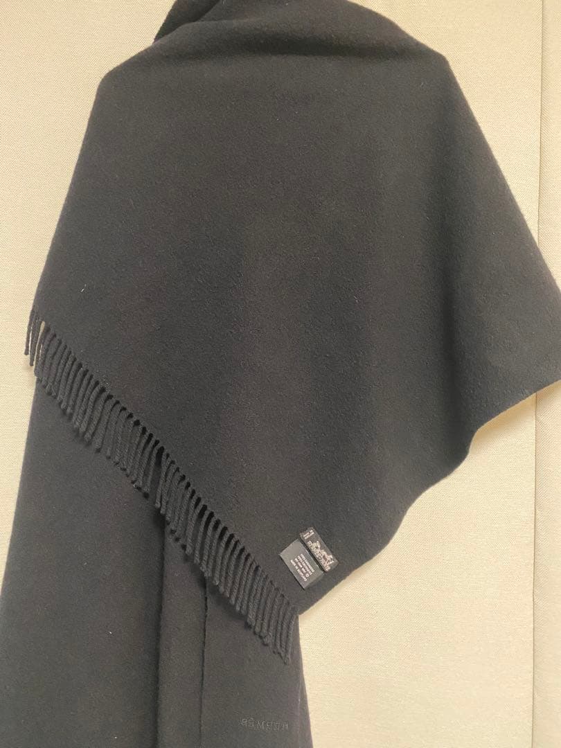 HERMES カシミヤ ブラック ストール