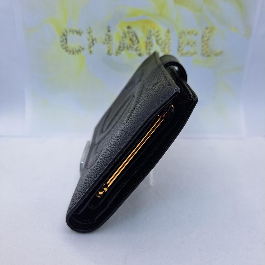 CHANEL　デカココ　ブラック　がま口　二つ折り財布　財布
