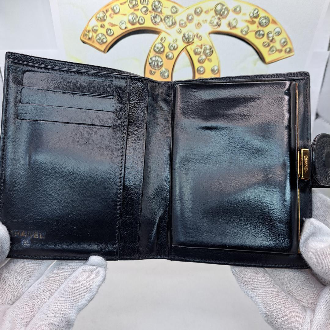 CHANEL　デカココ　ブラック　がま口　二つ折り財布　財布