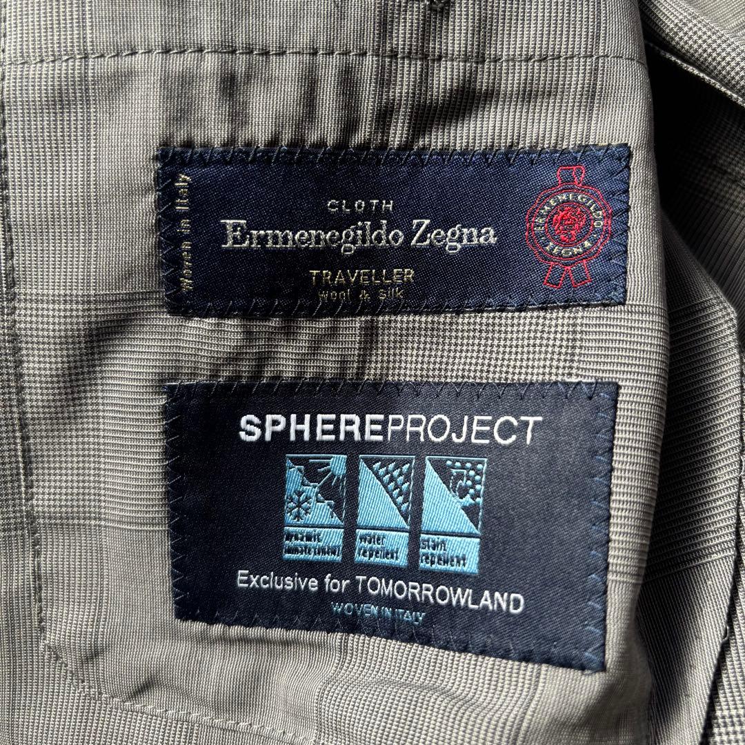 ✨ゼニア生地✨トゥモローランド　テーラードジャケット シルク混 チェック 48