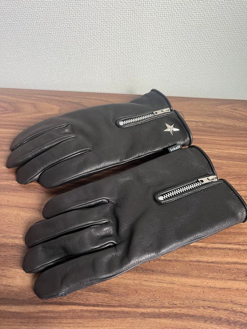 【新品】Schott ショット　レザーグローブ　ワンスター　黒色　BK