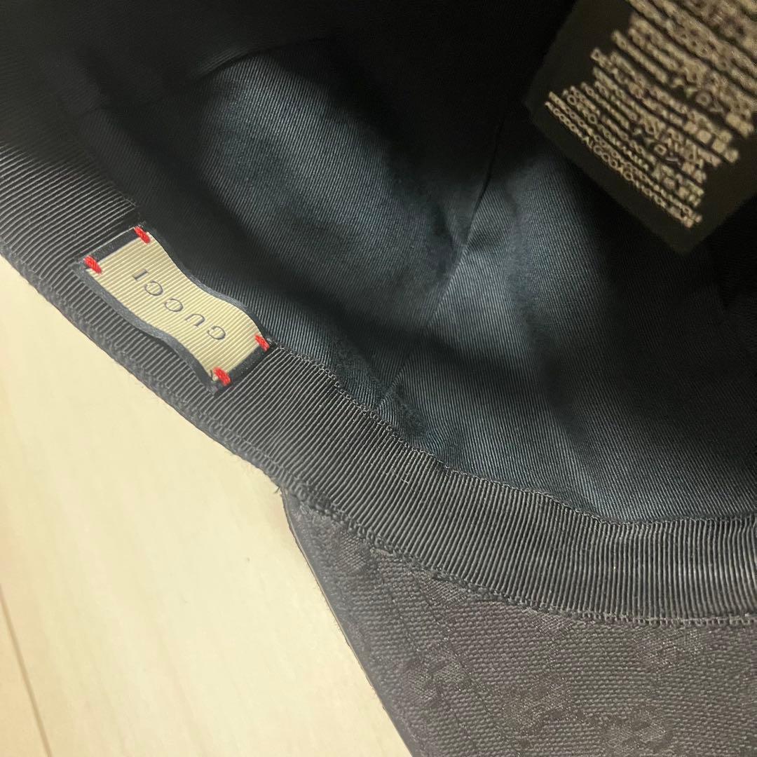 【極美品】Gucci ブラック キャップ ロゴパターンXLサイズ