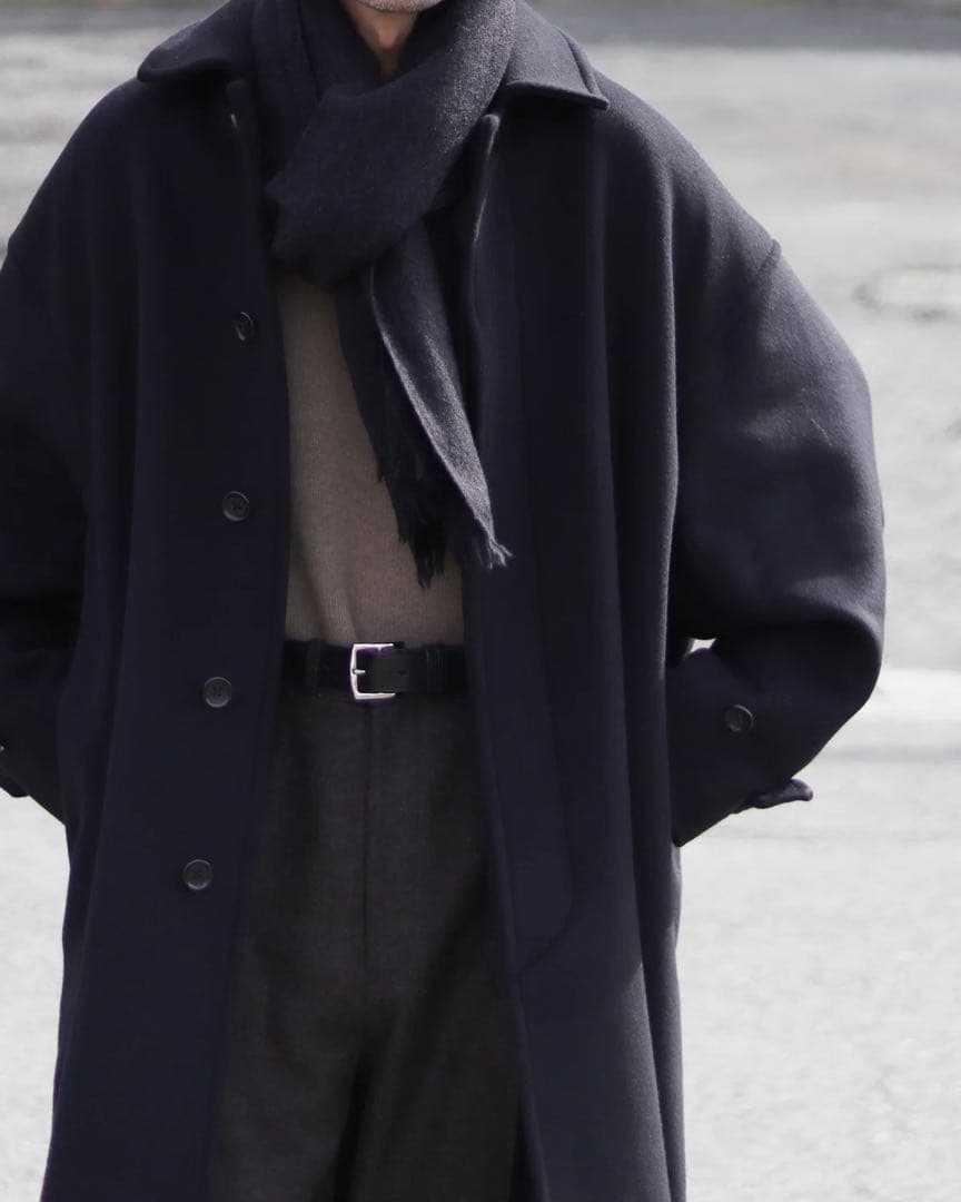 locally muji muffler 縮絨ウール チャコールグレー　マフラー