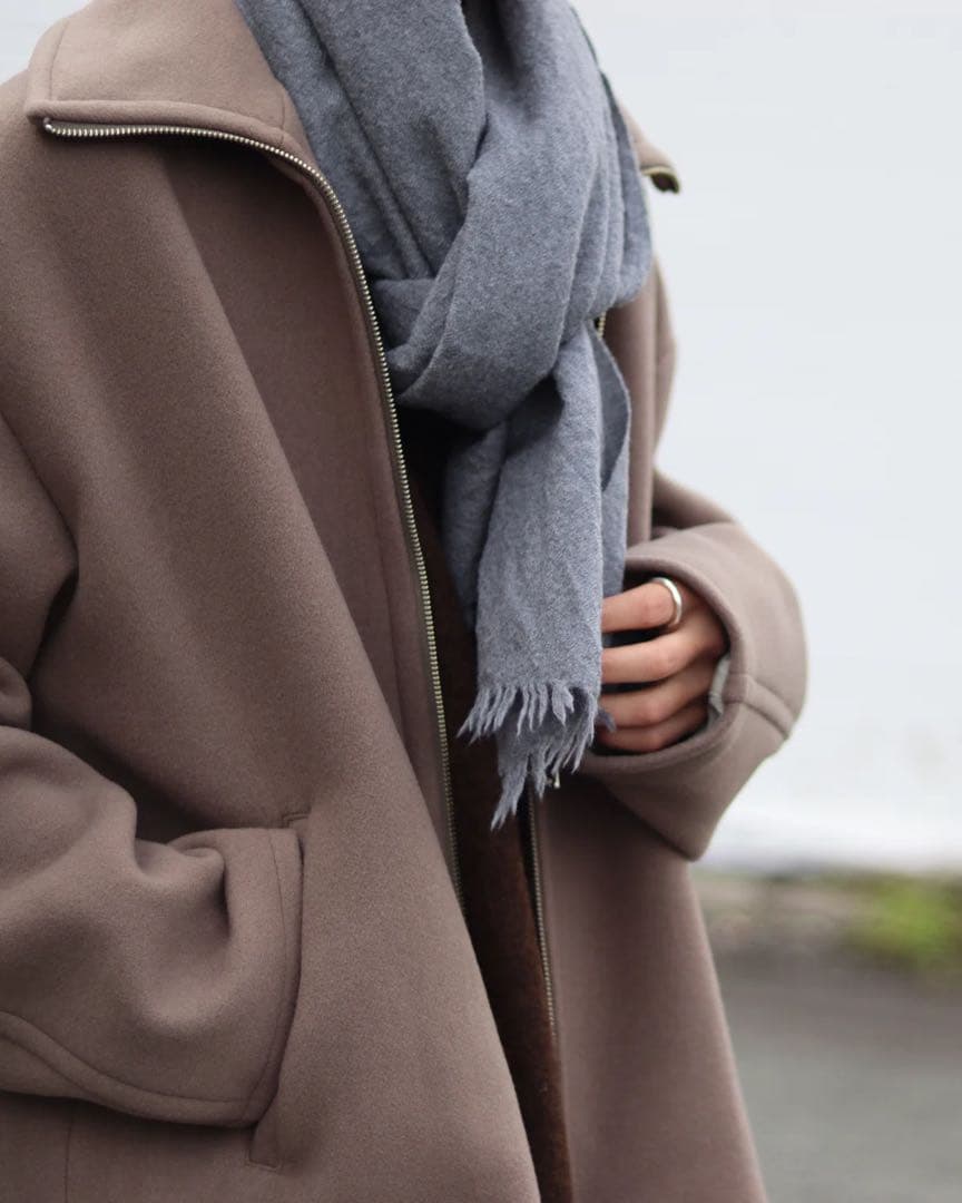 locally muji muffler 縮絨ウール チャコールグレー　マフラー