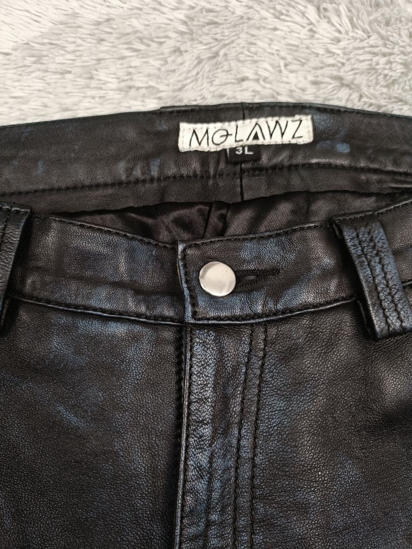 MOLAWS モローズ 但馬屋 レザーパンツ ヴィンテージ加工 黒 3L 羊革