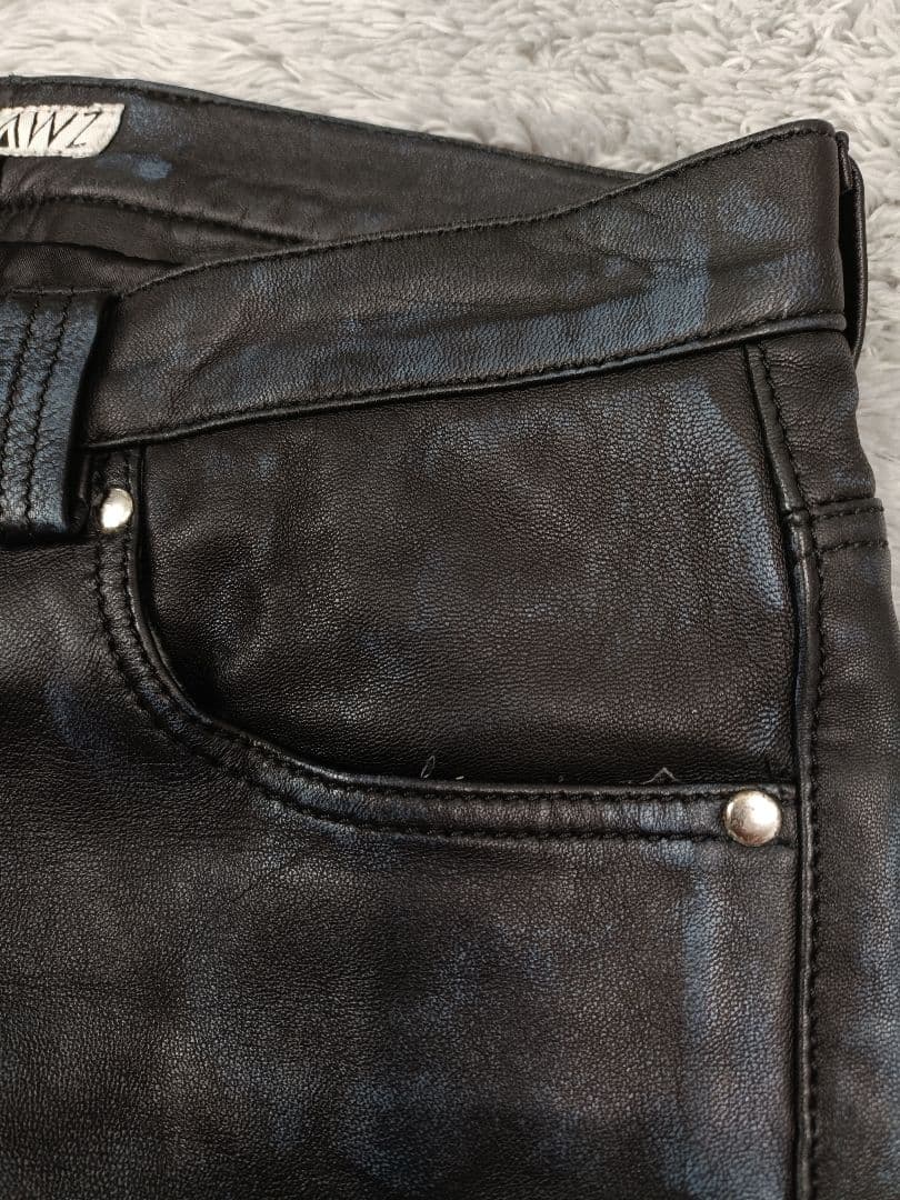 MOLAWS モローズ 但馬屋 レザーパンツ ヴィンテージ加工 黒 3L 羊革