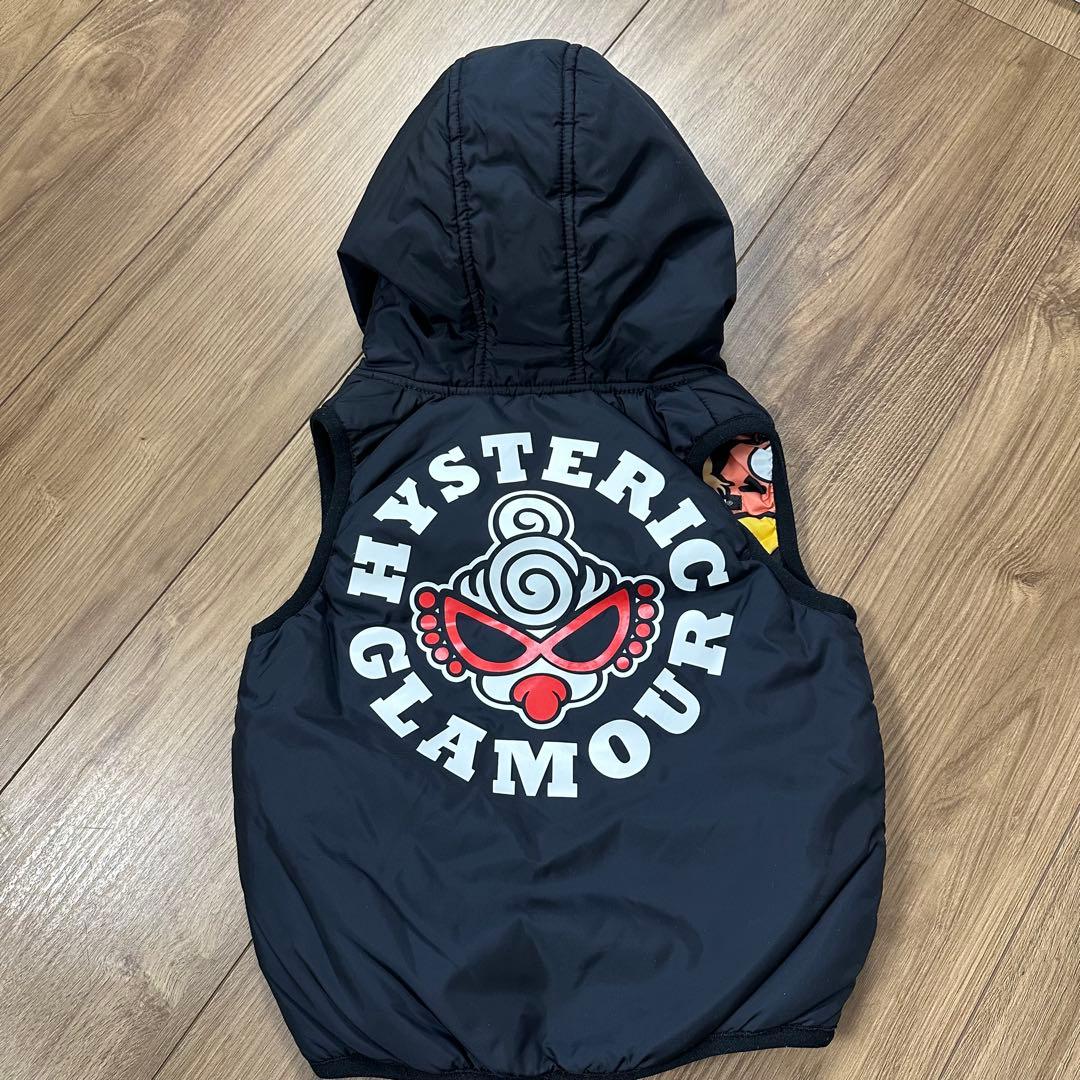 美品 HYSTERIC MINI フード付き リバーシブル ベスト 90cm