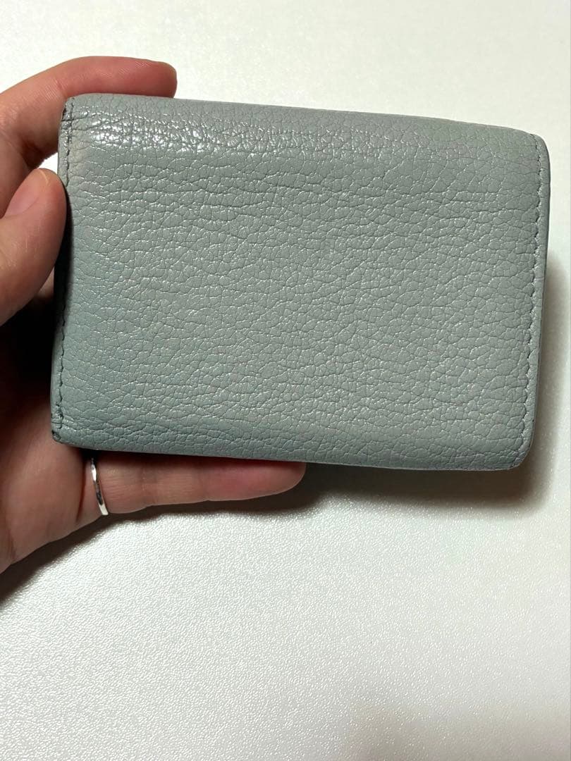 miu miu ミュウミュウ 三つ折り財布 マドラス パール ビジュー 水色