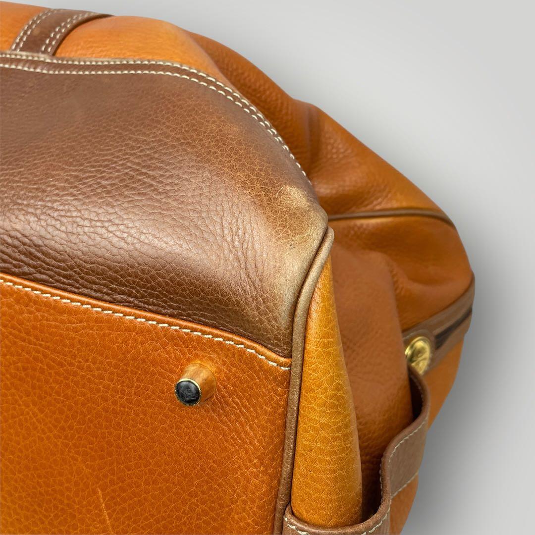 美品　LOEWE エンリケロエベナッペ　ボストンバッグ　ロゴ刻印　レザー