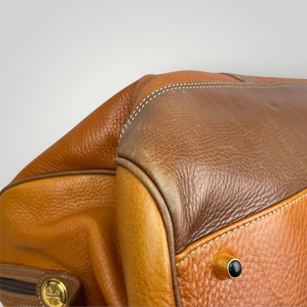 美品　LOEWE エンリケロエベナッペ　ボストンバッグ　ロゴ刻印　レザー