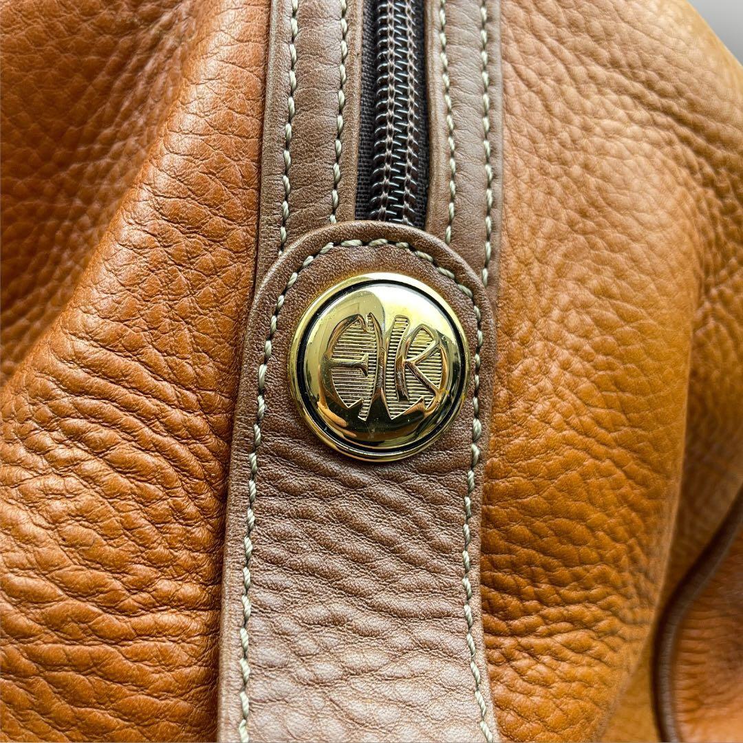 美品　LOEWE エンリケロエベナッペ　ボストンバッグ　ロゴ刻印　レザー