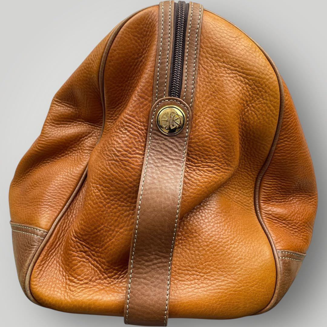 美品　LOEWE エンリケロエベナッペ　ボストンバッグ　ロゴ刻印　レザー