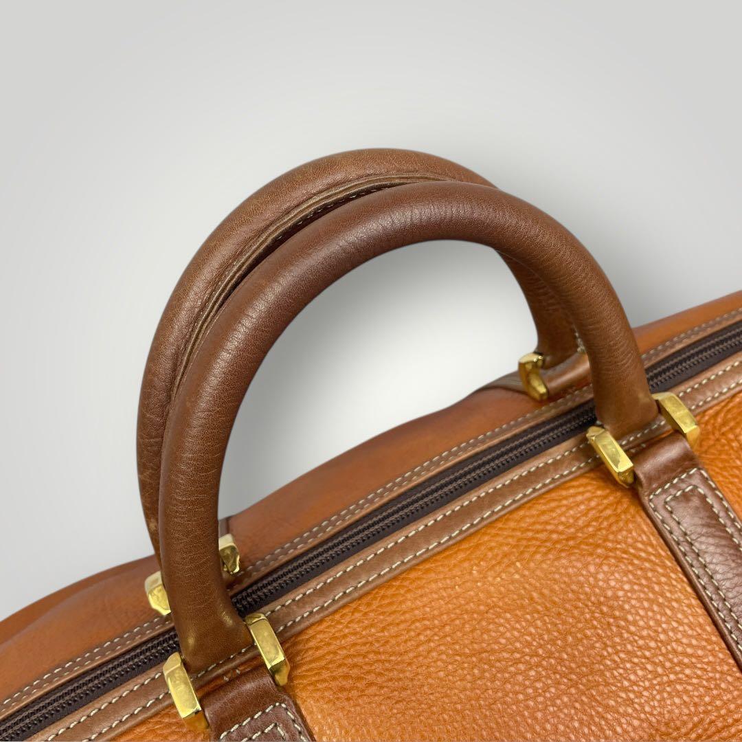 美品　LOEWE エンリケロエベナッペ　ボストンバッグ　ロゴ刻印　レザー