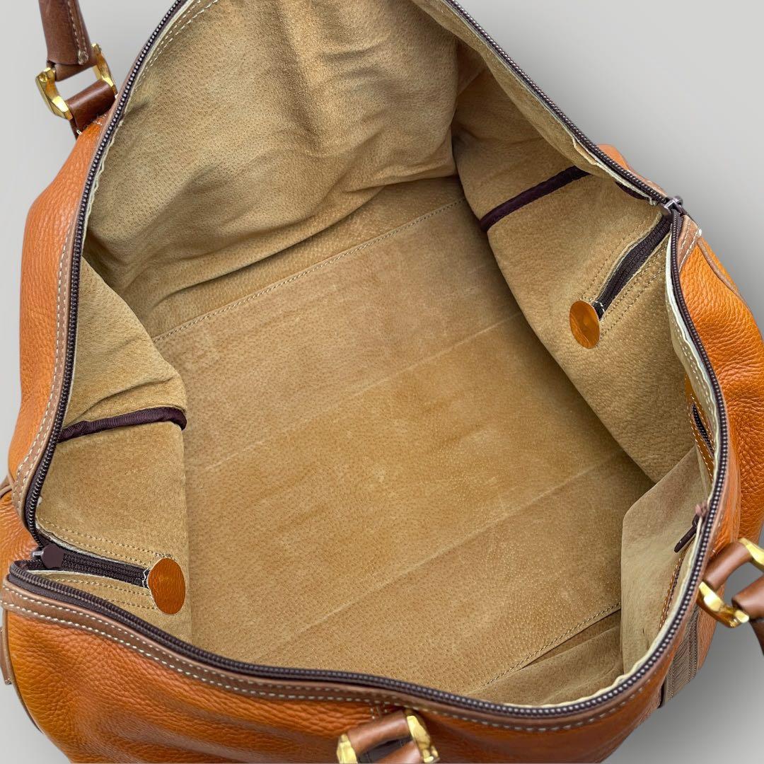 美品　LOEWE エンリケロエベナッペ　ボストンバッグ　ロゴ刻印　レザー