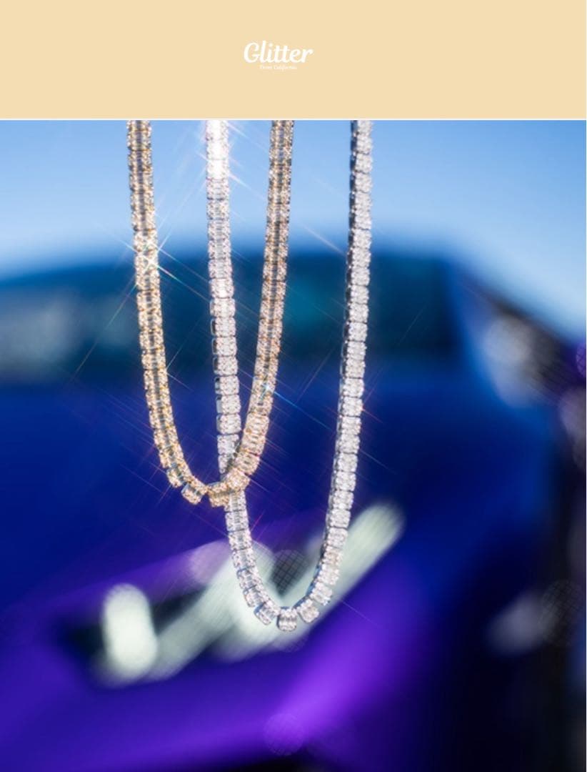 Baguette Tennis Chain Necklace【5mm】