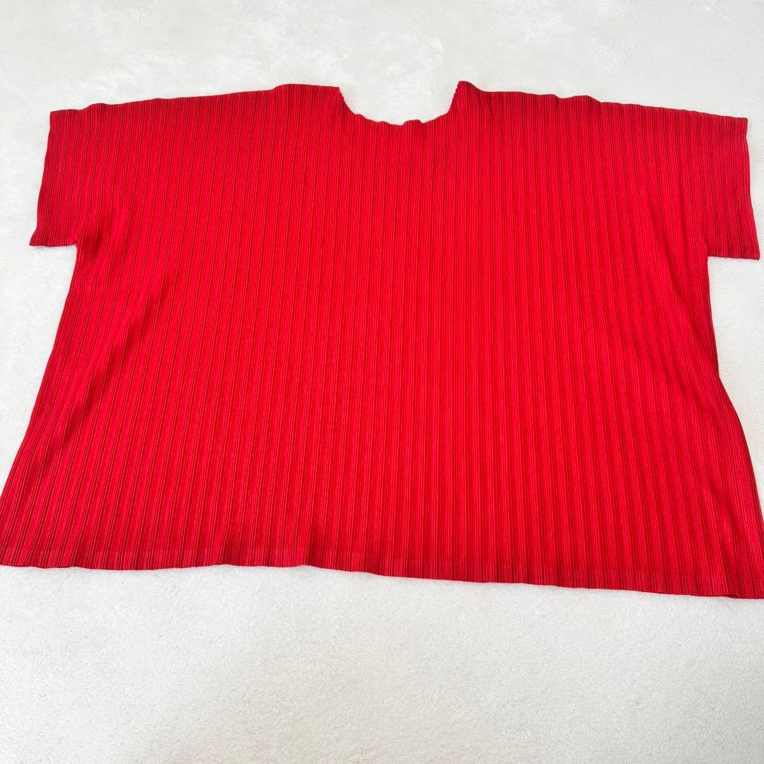 極美品✨PLEATS PLEASE プリーツ　赤色　トップス　オーバーサイズ