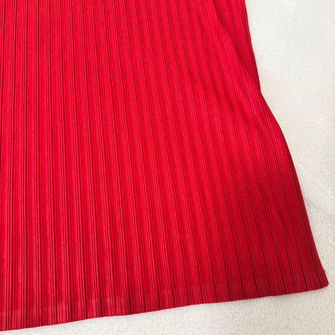 極美品✨PLEATS PLEASE プリーツ　赤色　トップス　オーバーサイズ