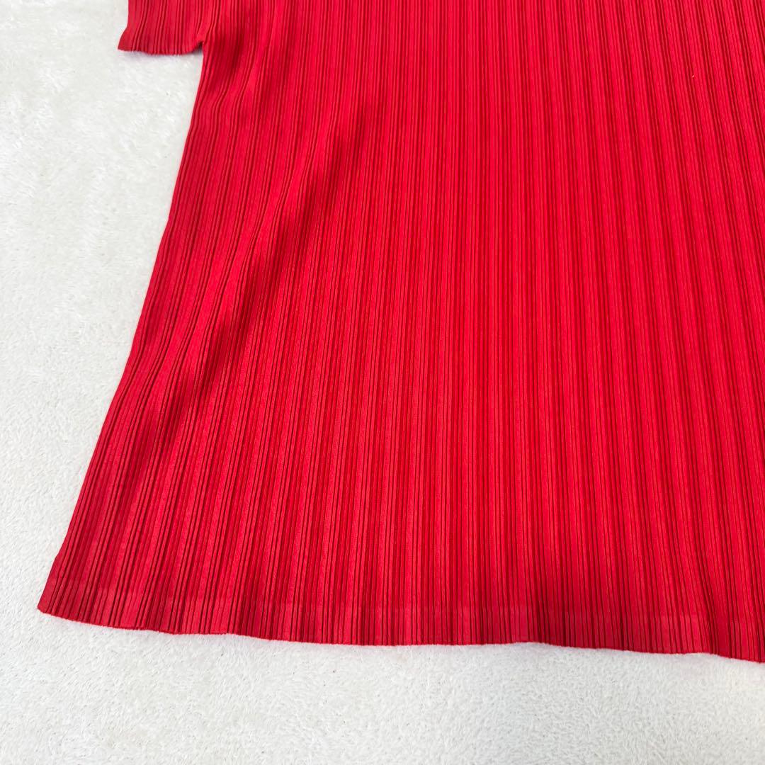 極美品✨PLEATS PLEASE プリーツ　赤色　トップス　オーバーサイズ