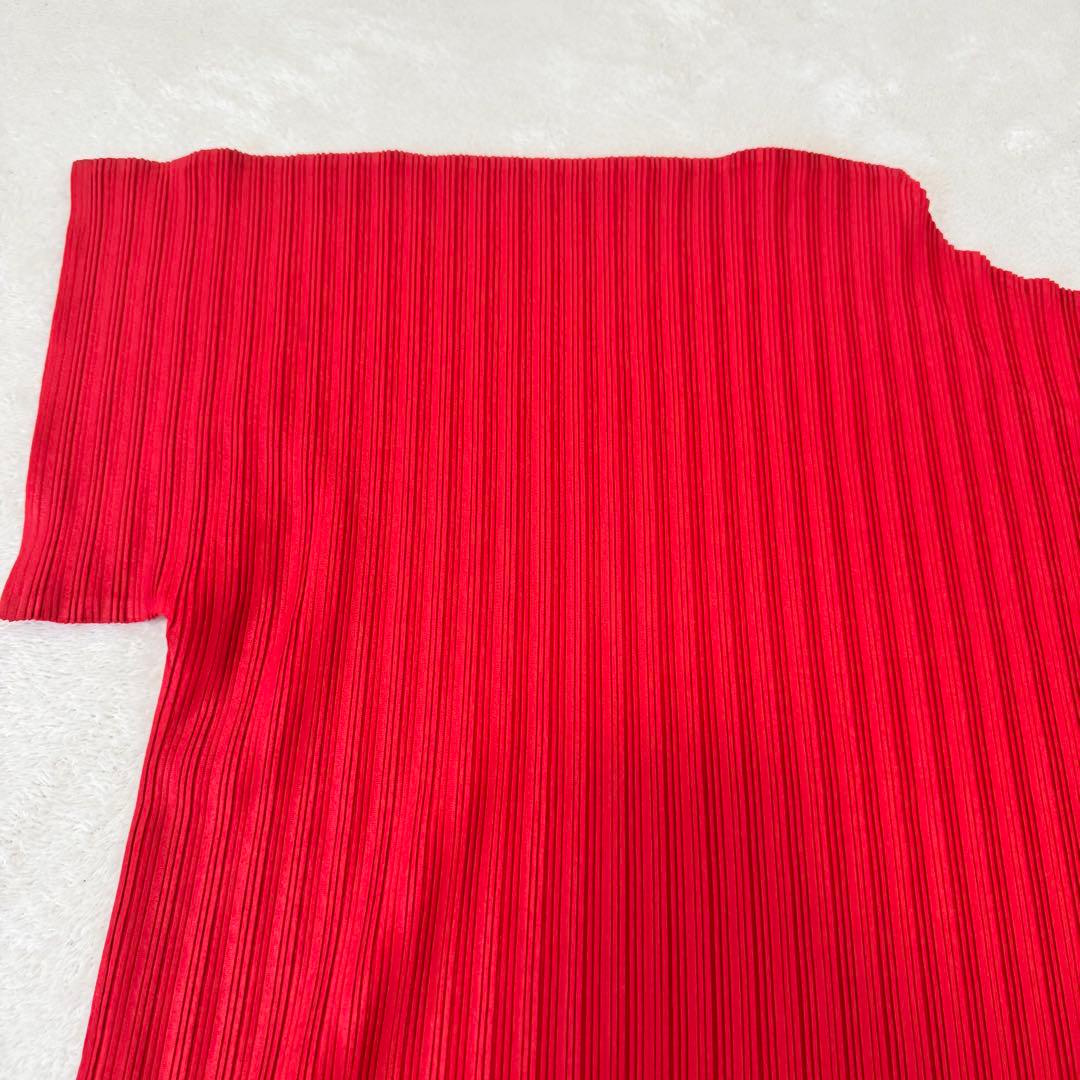 極美品✨PLEATS PLEASE プリーツ　赤色　トップス　オーバーサイズ