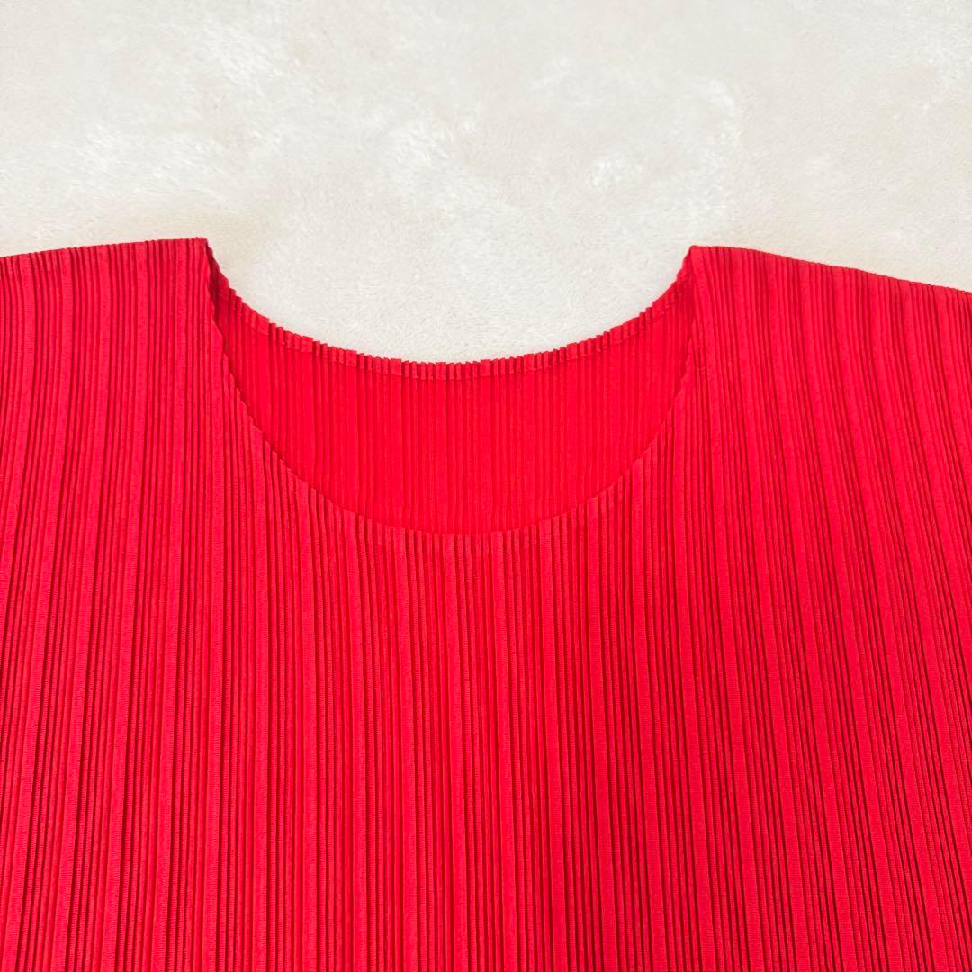 極美品✨PLEATS PLEASE プリーツ　赤色　トップス　オーバーサイズ